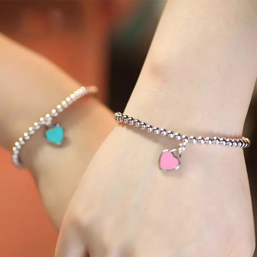 Silver cute heart bean bracelet with pedant